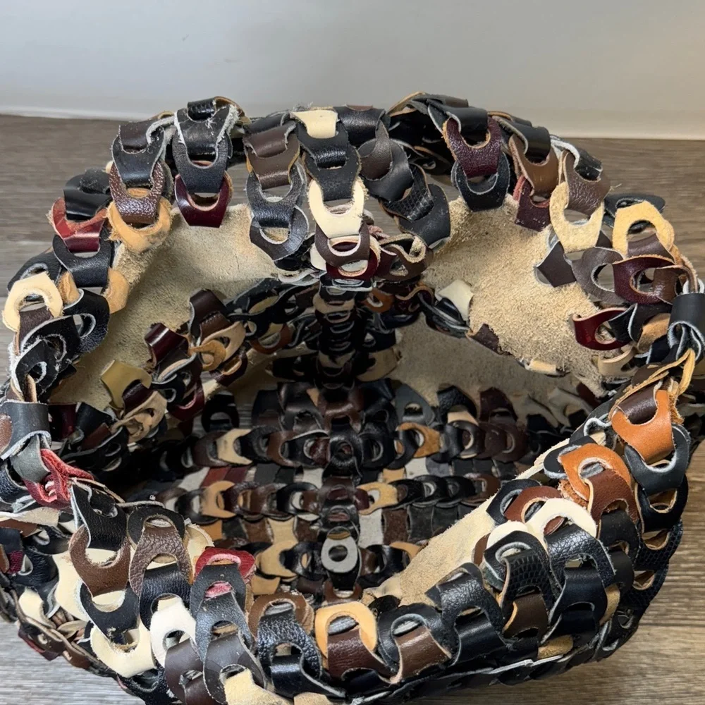 Handcrafted Multicolor leather Woven Bag